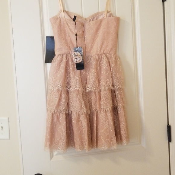 BCBGMAXAZRIA Lilah Tiered-Lace Strapless Dress - Picture 5 of 6